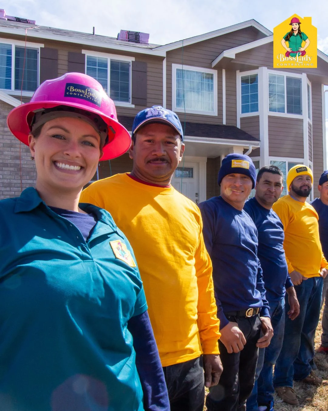 Alex Crawfurd with the BossLady Contracting crew at a Colorado project site