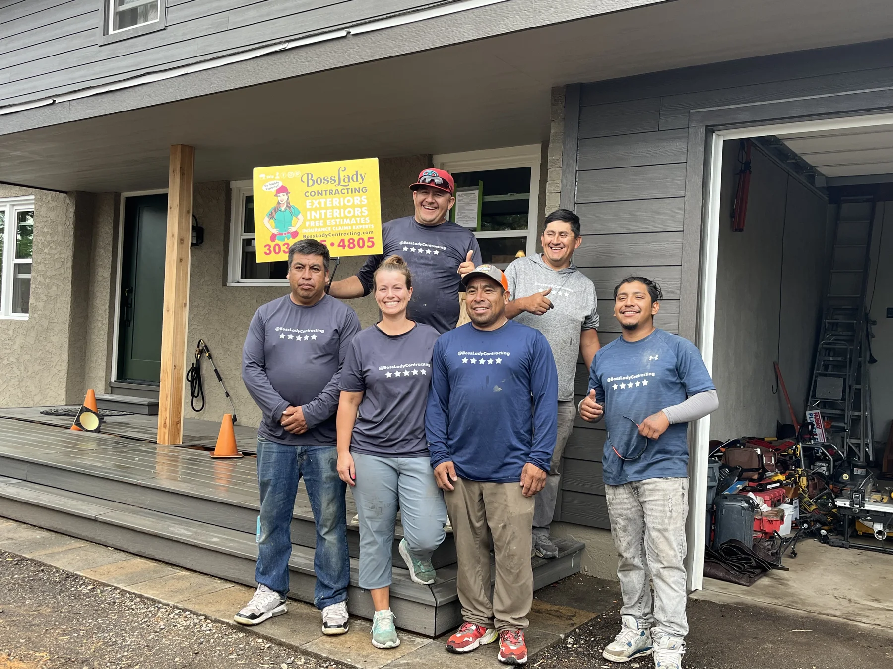Alex Crawfurd with the BossLady Contracting crew at a Colorado project site