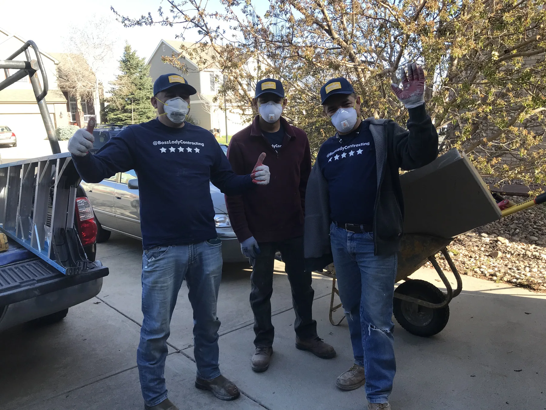 BossLady Contracting crew together at a Colorado job site